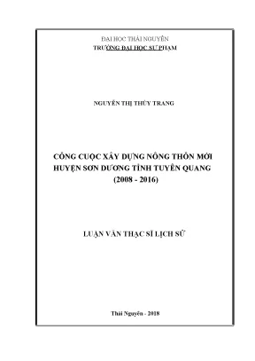 Luận văn thạc sĩ công cuộc xây dựng nông thôn mới huyên sơn dương tỉnh tuyên quang 2008 2016
