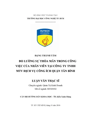 Luận văn thạc sĩ đo lường sự tỏa mãn trong công việc của nhân viên công ty tnhh mtv dịch vụ công ích quận tân bình