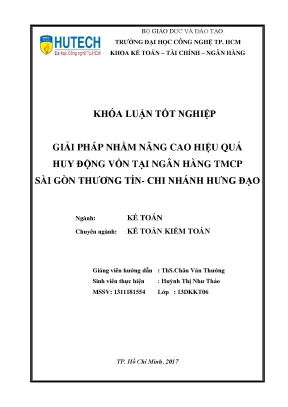 Luận văn thạc sĩ giải pháp nhằm nâng cao hiệu quả huy động vốn tại ngân hàng tmcp sài gòn thương tín chi nhánh hưng đạo