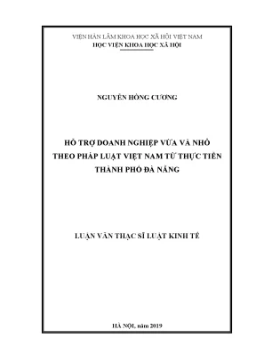 Luận văn thạc sĩ hỗ trợ doanh nghiệp vừa và nhỏ theo pháp luật việt nam từ thực tiễn thành phố đà nẵng