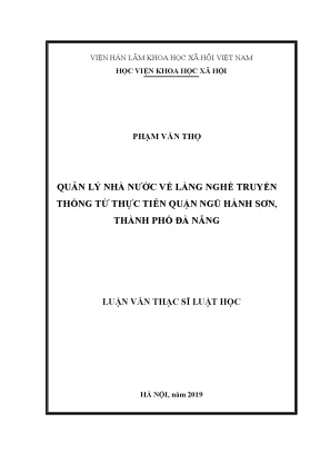 Luận văn thạc sĩ quản lý nhà nước về làng nghề truyền thống từ thực tiễn quận ngũ hành sơn thành phố đà nẵng