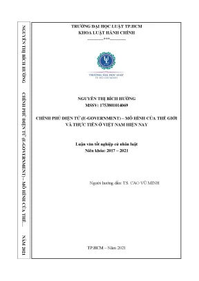 Luận văn chính phủ điện tử e government mô hình của thế giới và thực tiễn ở việt nam hiện nay