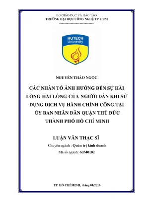 Luận văn thạc sĩ các nhân tố ảnh hƣởng đến sự hài lòng của ngƣời dân khi sử dụng dịch vụ hành chính công tại ủy ban nhân dân quận thủ đức thành phố hồ chí minh
