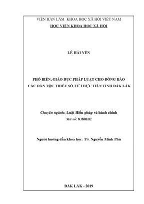 Luận văn thạc sĩ phổ biến giáo dục pháp luật cho đồng bào các dân tộc thiểu số từ thực tiễn tỉnh đắk lắk