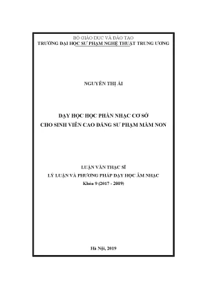 Luận văn thạc sĩ dạy học học phần nhạc cơ sở cho sinh viên cao đẳng sư phạm mầm non