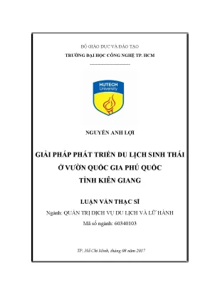 Luận văn thạc sĩ giải pháp phát triển du lịch sinh thái ở vườn quốc gia phú quốc tỉnh kiên giang