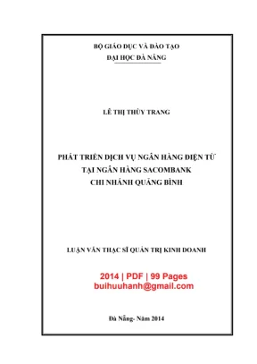 Luận văn thạc sĩ quản trị kinh doanh phát triển dịch vụ ngân hàng điện tử tại ngân hàng sacombank chi nhánh quảng bình