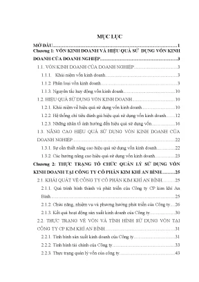 Nâng cao hiệu quả sử dụng vốn kinh doanh tại công ty cổ phần kim khí an bình