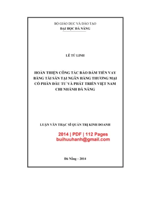 Luận văn thạc sĩ quản trị kinh doanh hoàn thiện công tác bảo đảm tiền vay bằng tài sản tại ngân hàng thương mại cổ phần đầu tư và phát triển việt nam chi nhánh đà nẵng