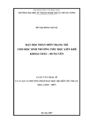 Luận văn thạc sĩ dạy học phân môn trang trí cho học sinh trường tiểu học liên khê khoái châu hưng yên