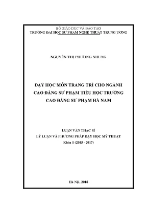 Luận văn thạc sĩ dạy học môn trang trí cho ngành cđsp tiểu học trường cđsp hà nam