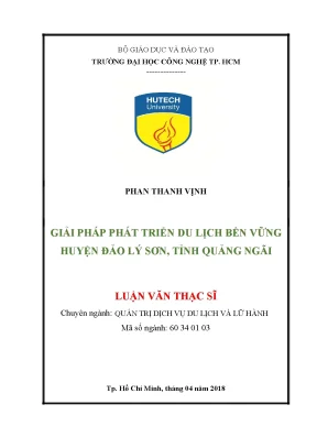 Luận văn thạc sĩ giải pháp phát triển du lịch bền vững huyện đảo lý sơn tỉnh quảng ngãi