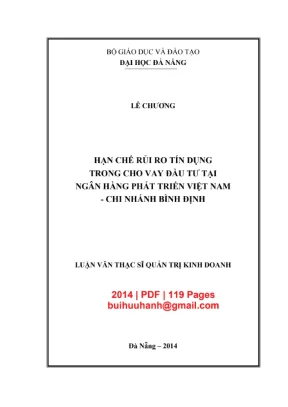 Luận văn thạc sĩ quản trị kinh doanh hạn chế rủi ro tín dụng trong cho vay đầu tư tại ngân hàng phát triển việt nam chi nhánh bình định