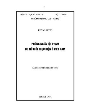 Luận án tiến sĩ phòng ngừa tội phạm do nữ giới thực hiện ở việt nam
