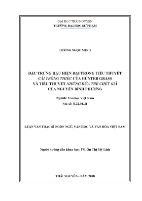 Luận văn thạc sĩ đặc trưng hậu hiện đại trong tiểu thuyết cái trống thiếc cuả gũnter grass và tiểu thuyết những đứa trẻ chết già của nguyễn bình phương