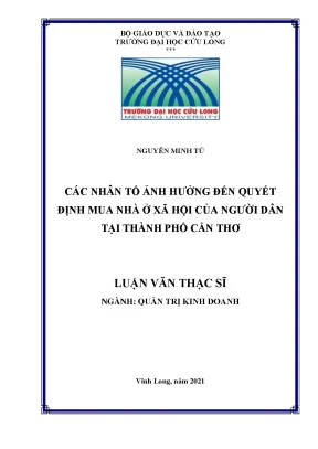 Các nhân tố ảnh hưởng đến quyết định mua nhà ở xã hội của người dân tại thành phố cần thơ