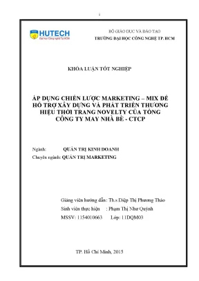Luận văn thạc sĩ áp dụng chiến lược marketing mix để hỗ trợ xây dựng và phát triển thương hiệu thời trang novelty của tổng công ty may nhà bè ctcp