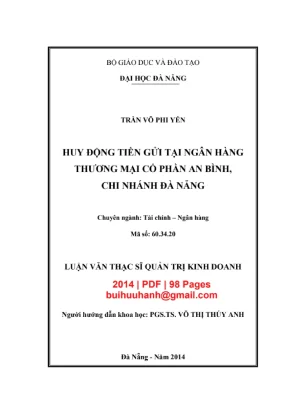 Luận văn thạc sĩ quản trị kinh doanh huy động tiền gửi tại ngân hàng thương mại cổ phần an bình chi nhánh đà nẵng