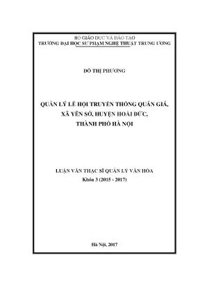 Luận văn thạc sĩ quản lý lễ hội truyền thống quán giá xã yên sở huyện hoài đức thành phố hà nội