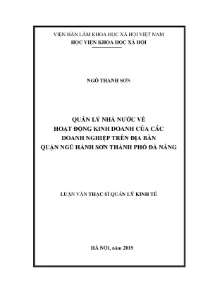 Luận văn thạc sĩ quản lý nhà nước về hoạt động kinh doanh của các doanh nghiệp trên địa bàn quận ngũ hành sơn thành phố đà nẵng