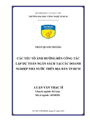 Luận văn thạc sĩ các yếu tố ảnh hưởng đến công tác lập dự toán ngân sách tại các doanh nghiệp nhà nước trên địa bàn tp hcm