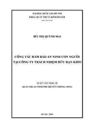 Luận văn thạc sĩ công tác đảm bảo an ninh con người tại công ty trách nhiệm hữu hạn kido