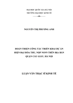 Hoàn thiện công tác triển khai dự án hiện đại hóa thu nộp nsnn trên địa bàn quận cầu giấy hà nội