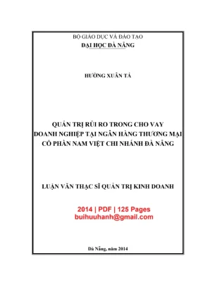 Luận văn thạc sĩ quản trị kinh doanh quản trị rủi ro trong cho vay doanh nghiệp tại ngân hàng thương mại cổ phần việt nam chi nhánh đà nẵng