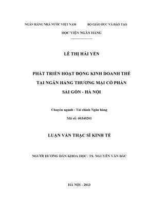 Phát triển hoạt động kinh doanh thẻ tại ngân hàng thương mại cổ phần sài gòn hà nội