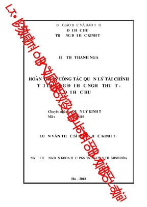 Luận văn thạc sĩ hoàn thiện công tác quản lý tài chính tại trường đại học nghệ thuật đại học huế