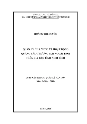 Luận văn thạc sĩ quản lý nhà nước về hoạt động quảng cáo thương mại ngoài trời trên địa bàn tỉnh ninh bình