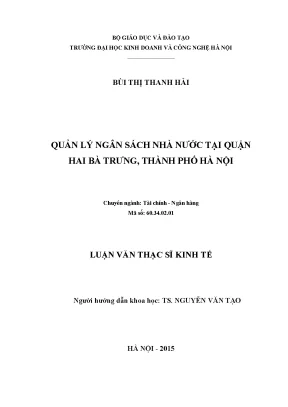 Quản lý ngân sách nhà nước tại quận hai bà trưng thành phố hà nội