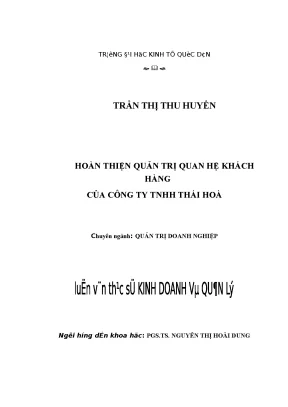 Hoàn thiện quản trị quan hệ khách hàng của công ty tnhh thái hoà