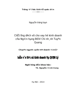 Chất lượng dịch vụ cho vay hộ kinh doanh của ngân hàng bidv chi nhánh tuyên quang1