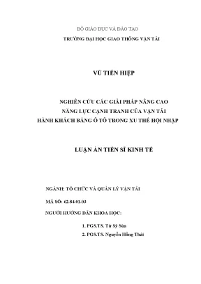 Nghiên cứu các giải pháp nâng cao năng lực cạnh tranh của vận tải hành khách bằng ô tô trong xu thế hội nhập
