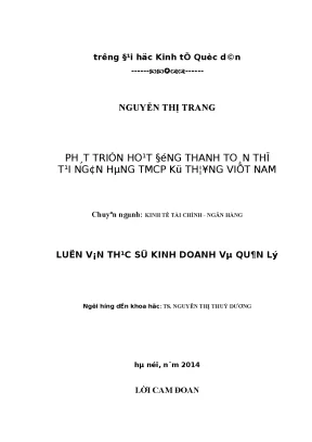 Phát triển hoạt động thanh toán thẻ tại ngân hàng tmcp kỹ thương việt nam