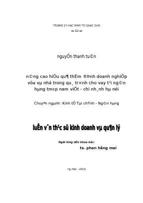 Nâng cao hiệu quả thẩm định doanh nghiệp vừa và nhỏ trong quá trình cho vay tại ngân hàng tmcp nam việt chi nhánh hà nội