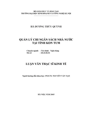 Quản lý chi ngân sách nhà nước tại tỉnh kon tum