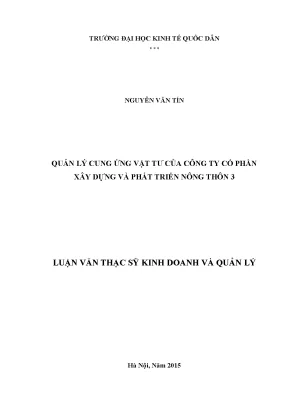 Quản lý cung ứng vật tư của công ty cổ phần xây dựng và phát triển nông thôn 3