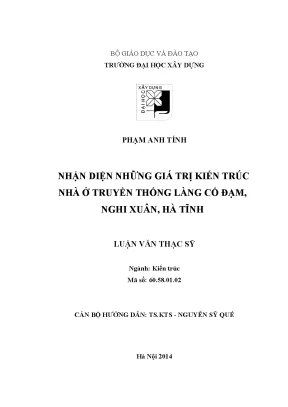 Nhận diện những giá trị kiến trúc nhà ở truyền thống làng cổ đạm nghi xuân hà tĩnh