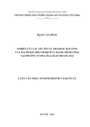 Nghiên cứu các yếu tố cấu thành sự hài lòng của người dân đối với dịch vụ hành chính công tại phường tương mai quận hoàng mai