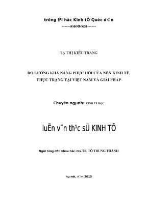 Đo lường khả năng phục hồi của nền kinh tế thực trạng tại việt nam và giải pháp