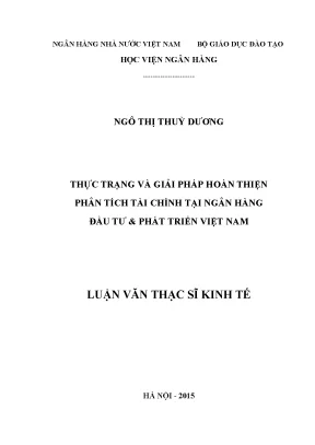 Thực trạng và giải pháp hoàn thiện phân tích tài chính tại ngân hàng đầu tư phát triển việt nam