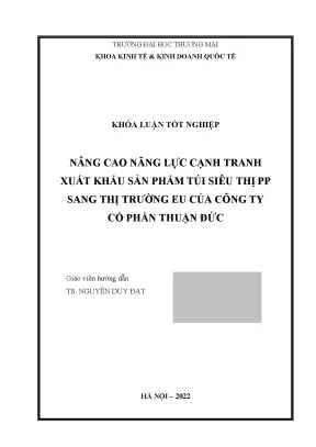 Nâng cao năng lực cạnh tranh xuất khẩu sản phẩm túi siêu thị pp sang thị trường eu của công ty cổ phần thuận đức