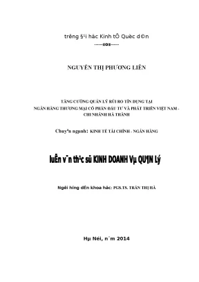 Tăng cường quản lý rủi ro tín dụng tại ngân hàng thương mại cổ phần đầu tư và phát triển việt nam chi nh ánh hà thành1