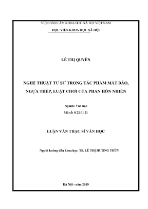 Luận văn thạc sĩ nghệ thuật tự sự trong tác phẩm mắt bão ngựa thép luật chơi của phan hồn nhiên