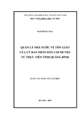 Luận văn thạc sĩ quản lý nhà nước về tôn giáo của unbd cấp huyện từ thực tiễn tỉnh quảng bình