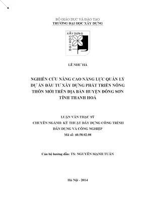 Nghiên cứu nâng cao năng lực quản lý dự án đầu tư xây dựng phát triển nông thôn mới trên địa bàn huyện đông sơn tỉnh thanh hoá