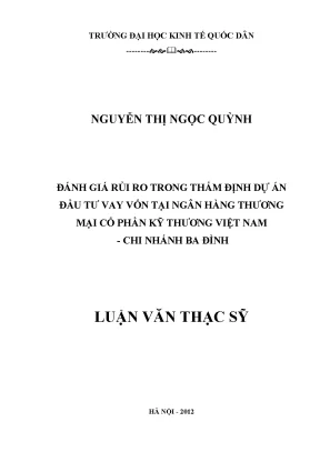 Đánh giá rủi ro trong thẩm định dự án đầu tư vay vốn tại ngân hàng thương mại cổ phần kỹ thương việt nam chi nhánh ba đình