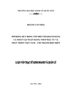 Mở rộng huy động vốn đối với khách hàng cá nhân tại ngân hàng tmcp đầu tư và phát triển việt nam chi nhánh điện biên1